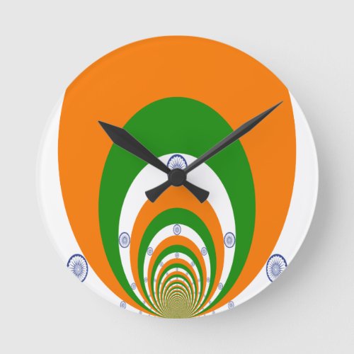 Tricolor of  a very deep saffron white GREEN Round Clock