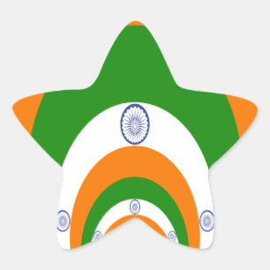 Tricolor of a very deep saffron, white GREEN Star Sticker