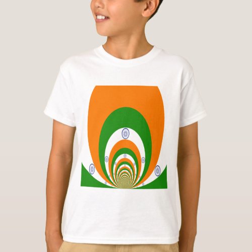 Tricolor of  a very deep saffron white GREEN T_Shirt