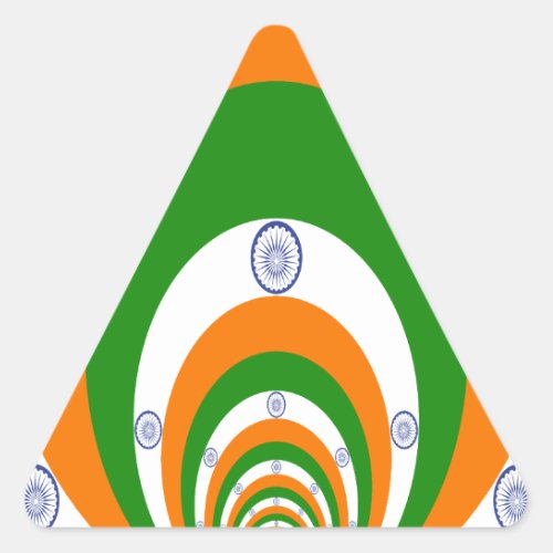 Tricolor of  a very deep saffron white GREEN Triangle Sticker