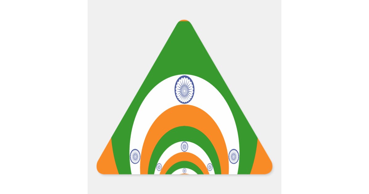Tricolor of a very deep saffron, white GREEN Triangle Sticker | Zazzle