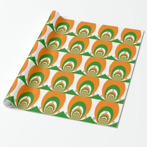 Tricolor of  a very deep saffron white GREEN Wrapping Paper