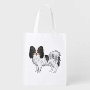 Tricolor Papillon Adorable Toy Breed Dog Design Grocery Bag