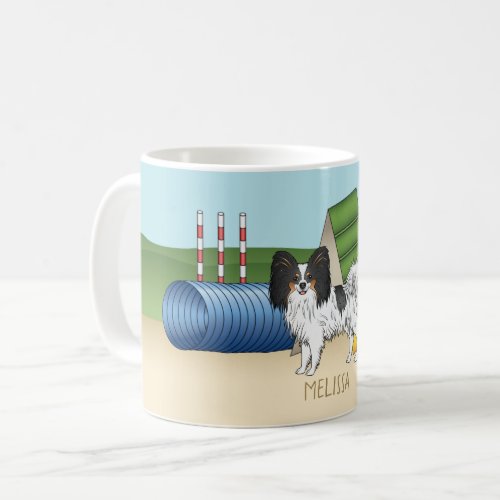 Tricolor Papillon Agility Dog With Your Own Name Coffee Mug