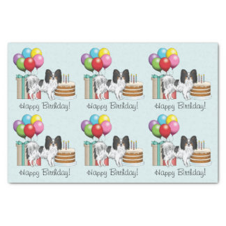 Tricolor Papillon Cartoon Dog Colorful Birthday Tissue Paper