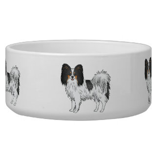 Tricolor Papillon Cute And Happy Cartoon Dogs Bowl
