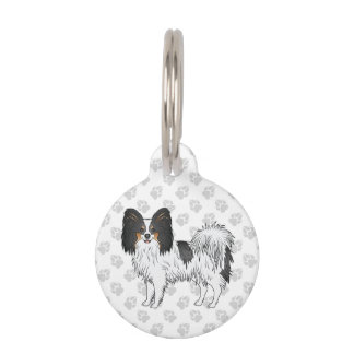 Tricolor Papillon Cute And Happy Toy Breed Dog Pet ID Tag