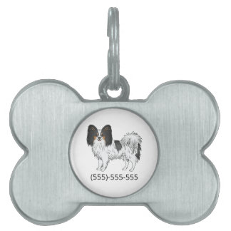 Tricolor Papillon Cute Dog And Phone Number Pet ID Tag