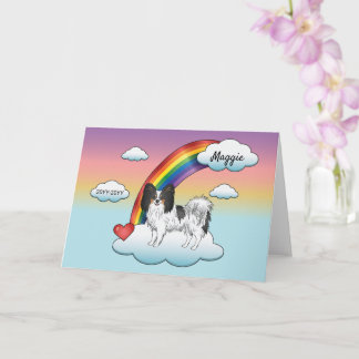Tricolor Papillon Cute Dog Rainbow Memorial Card