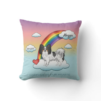 Tricolor Papillon Cute Dog Rainbow Memorial Throw Pillow