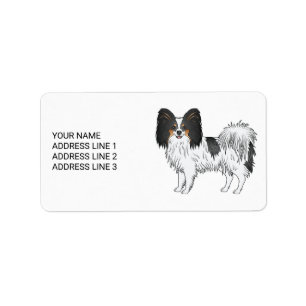 Tricolor Papillon Cute Dog With Your Custom Text Label