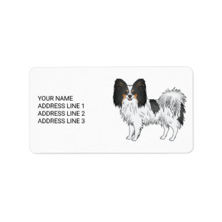 Tricolor Papillon Cute Dog With Your Custom Text Label