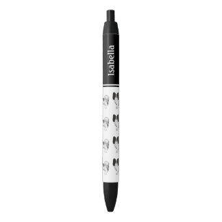 Tricolor Papillon Cute Dogs With Custom Name Black Ink Pen