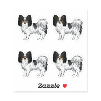 Tricolor Papillon Cute Toy Breed Dog Drawings Sticker