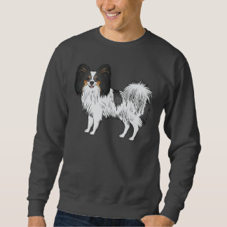 Tricolor Papillon Dog Standing Cute Illustration Sweatshirt