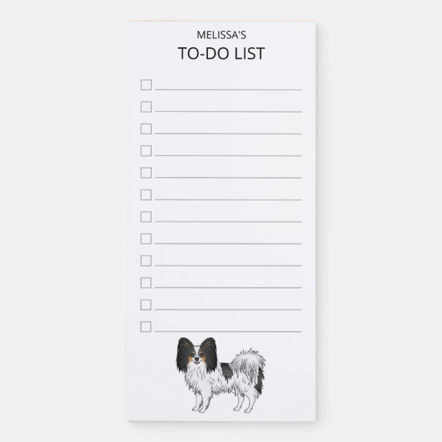 Tricolor Papillon Happy And Cute Dog - To-Do List Magnetic Notepad (Front)