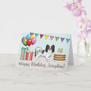 Tricolor Papillon Happy Dog Colorful Birthday Card