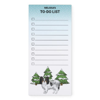 Tricolor Papillon In A Winter Forest - To Do List Magnetic Notepad