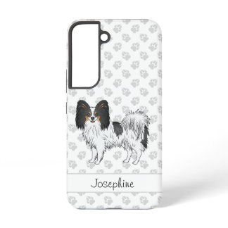 Tricolor Papillon With Custom Name And Paws Samsung Galaxy S22 Case