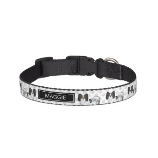 Tricolor Papillon With Paws And Dog's Own Name Pet Collar