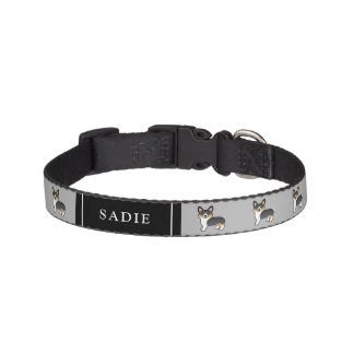 Tricolor Pembroke Welsh Corgi Cartoon Dog & Name Pet Collar