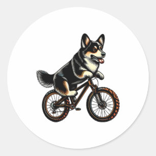 Tricolor Pembroke Welsh Corgi Dog Lover Mountain B Classic Round Sticker
