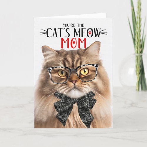 Tricolor Persian Tabby Cat for Mom on Mothers Day Holiday Card