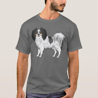 Tricolor Phalène Cartoon Dog Perfect For Dog Lover T-Shirt