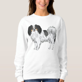 Tricolor Phalène Cute Cartoon Dog For Dog Lover Sweatshirt