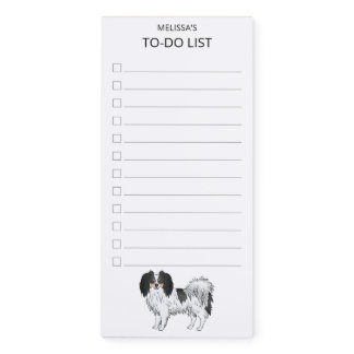 Tricolor Phalène Cute Dog Checklist To-Do List Magnetic Notepad
