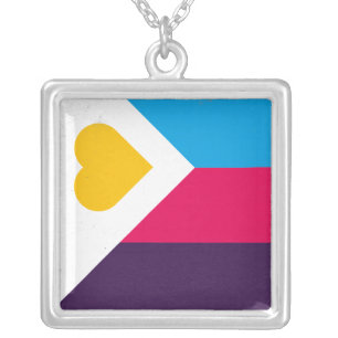 Tricolor polyamory silver plated necklace