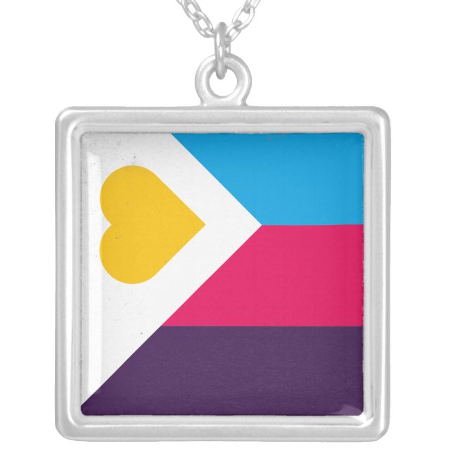 Tricolor polyamory silver plated necklace (Front)