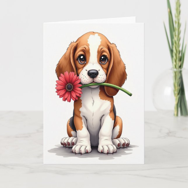 Tricolor Puppy Mothers Day Card (Front)