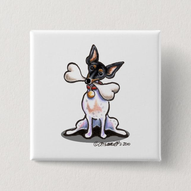 Tricolor Rat Terrier Big Bone Pinback Button (Front)