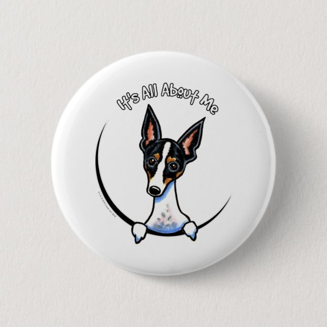 Tricolor Rat Terrier IAAM Pinback Button (Front)