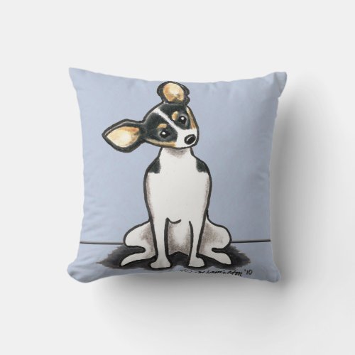 Tricolor Rat Terrier Sit Pretty Throw Pillow