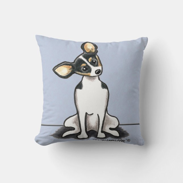 Tricolor Rat Terrier Sit Pretty Throw Pillow (Front)