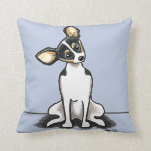 Tricolor Rat Terrier Sit Pretty Throw Pillow