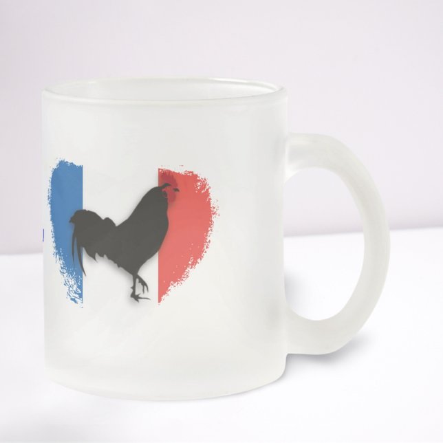 Tricolor Rooster Frosted Glass Coffee Mug (Creator Uploaded)