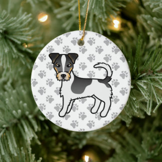 Tricolor Rough Coat Jack Russell Terrier Dog Ceramic Ornament