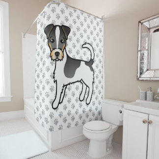 Tricolor Rough Coat Jack Russell Terrier Dog Shower Curtain