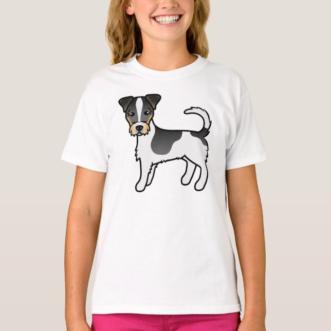 Tricolor Rough Coat Jack Russell Terrier Dog T-Shirt (Front)
