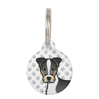 Tricolor Rough Coat Jack Russell Terrier Head Pet ID Tag