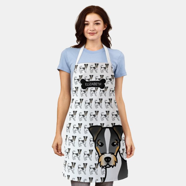 Tricolor Rough Coat Jack Russell Terrier & Name Apron (Worn)