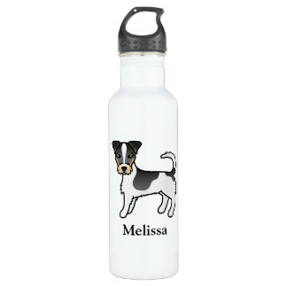Tricolor Rough Coat Jack Russell Terrier &amp; Name Stainless Steel Water Bottle