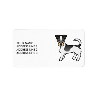 Tricolor Rough Coat Jack Russell Terrier &amp; Text Label