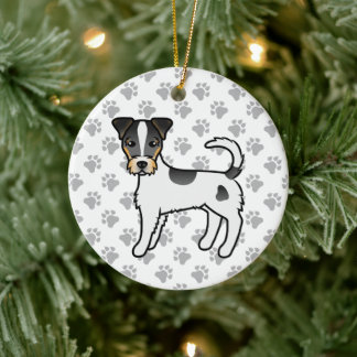 Tricolor Rough Coat Parson Russell Terrier Dog Ceramic Ornament