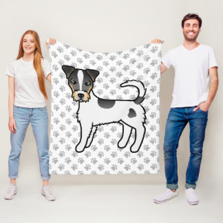 Tricolor Rough Coat Parson Russell Terrier Dog Fleece Blanket
