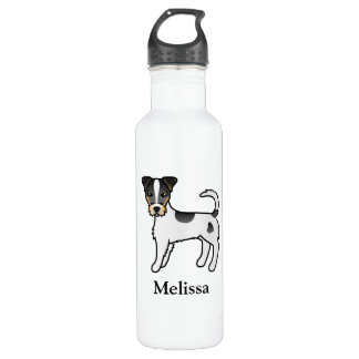 Tricolor Rough Coat Parson Russell Terrier &amp; Name Stainless Steel Water Bottle