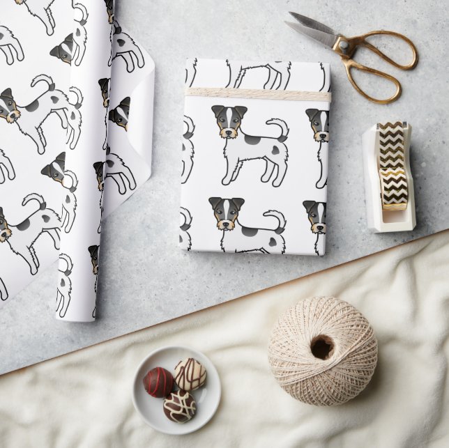 Tricolor Rough Coat Parson Russell Terrier Pattern Wrapping Paper (Crafts)